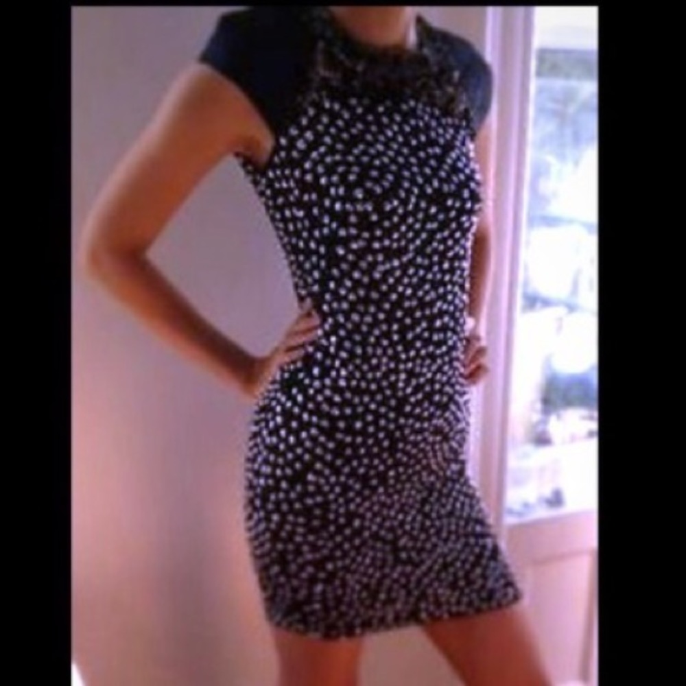 French connection navy silver gold sequin dress